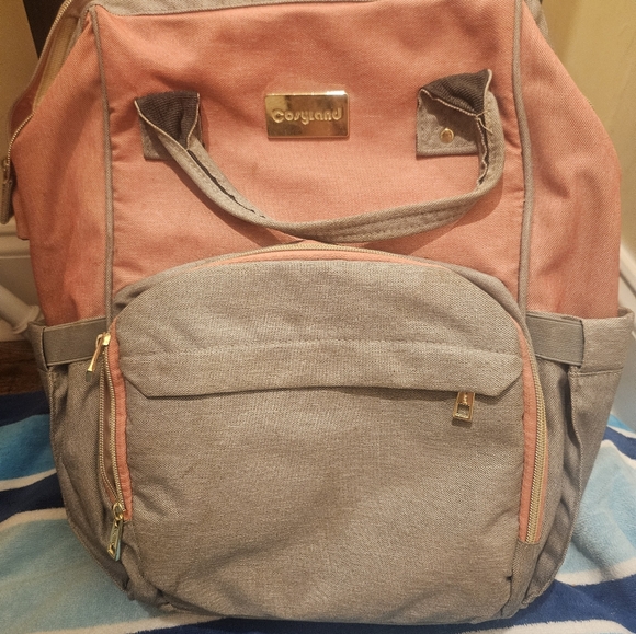Pink and Gray Diaper Bag/Backpack - Picture 1 of 2